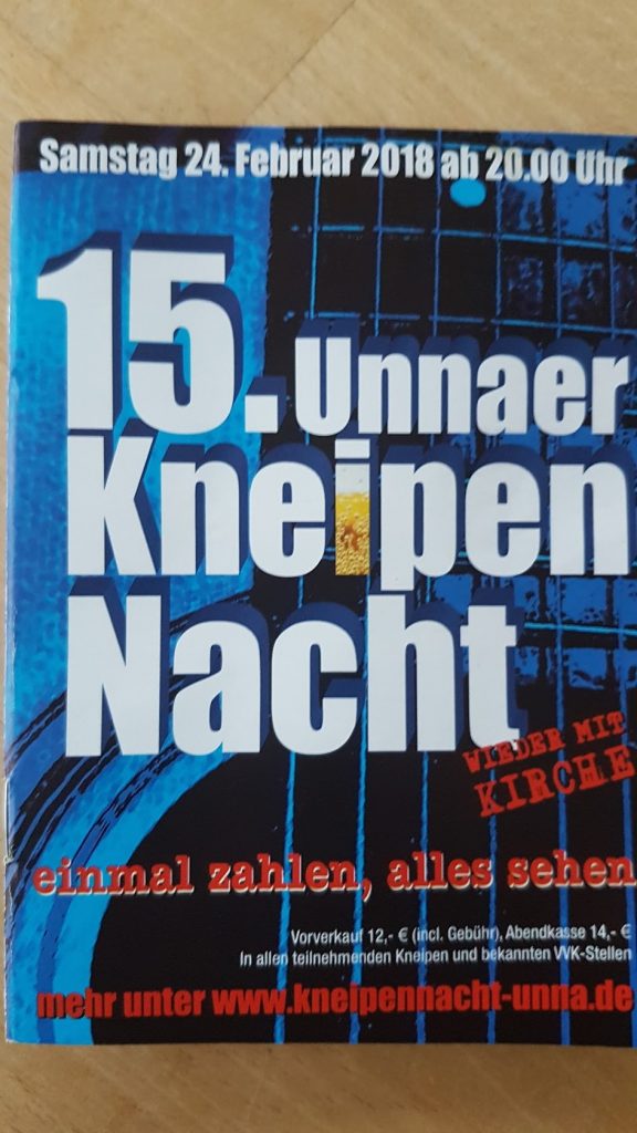 Flyer der Kneipennacht Unna am 24.02.2018